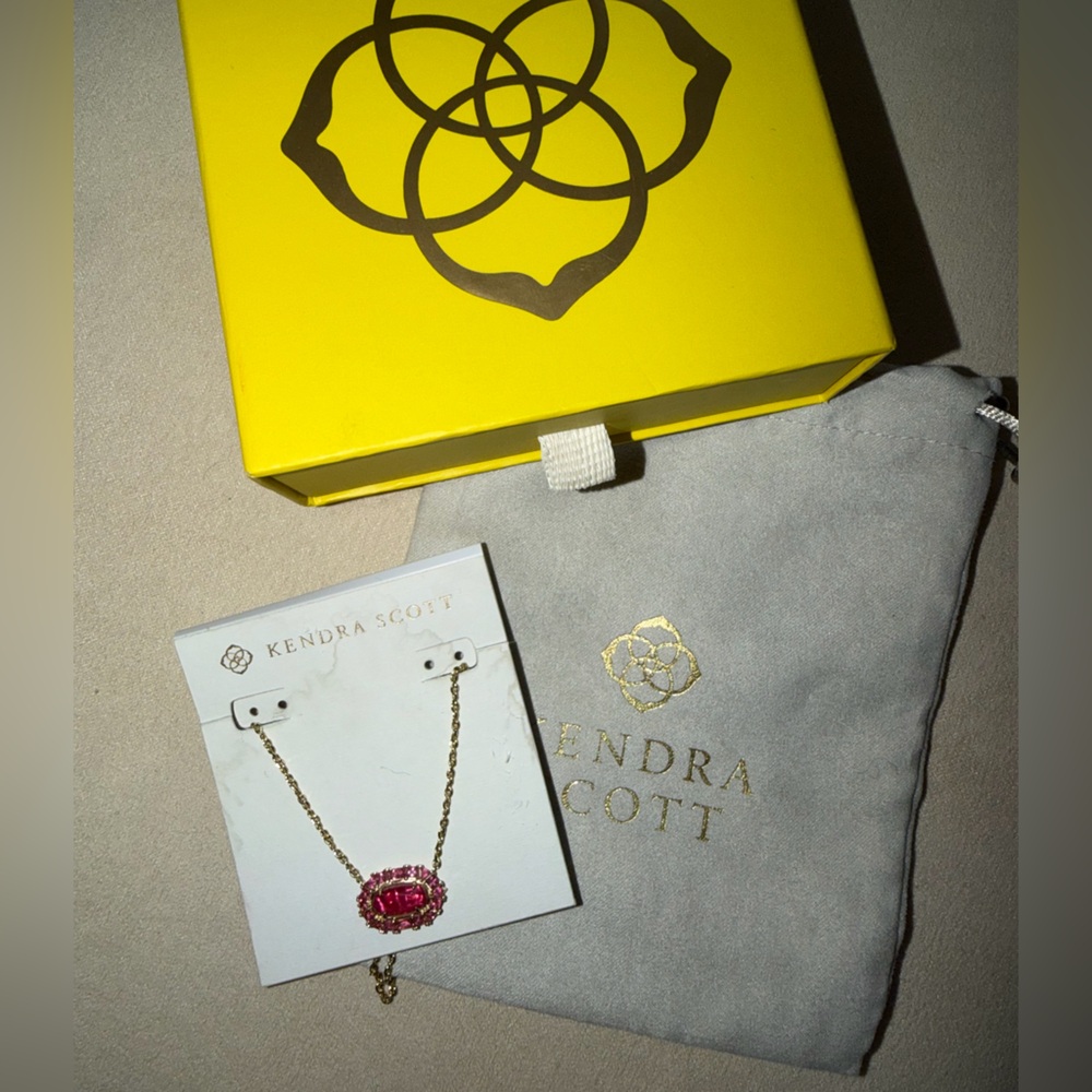 Kendra Scott Elisa Pink Necklace with Gold Chain